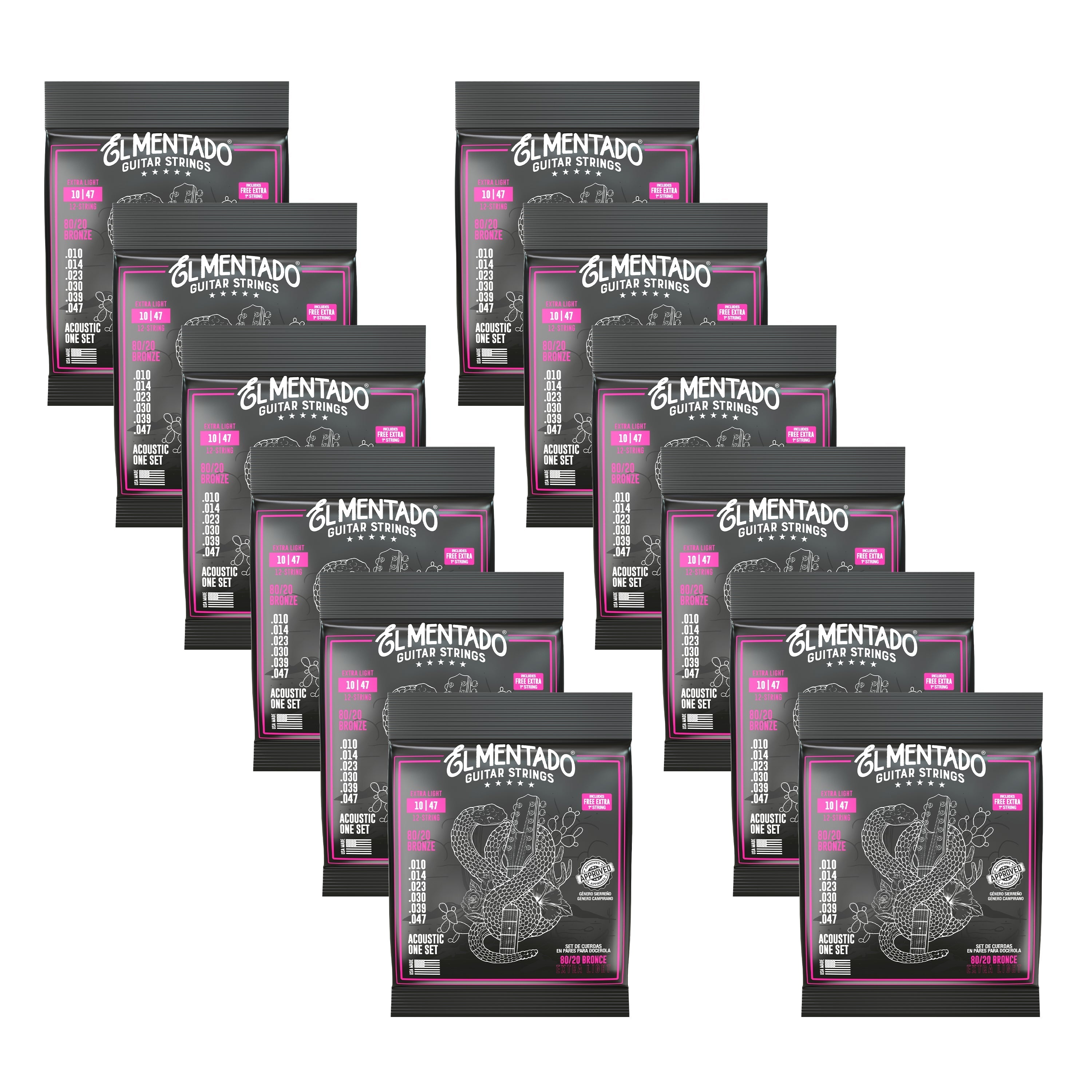 10|47 80/20 BRONCE : Cuerdas Guitarra Docerola (Pares) 12-PACK | EL MENTADO™