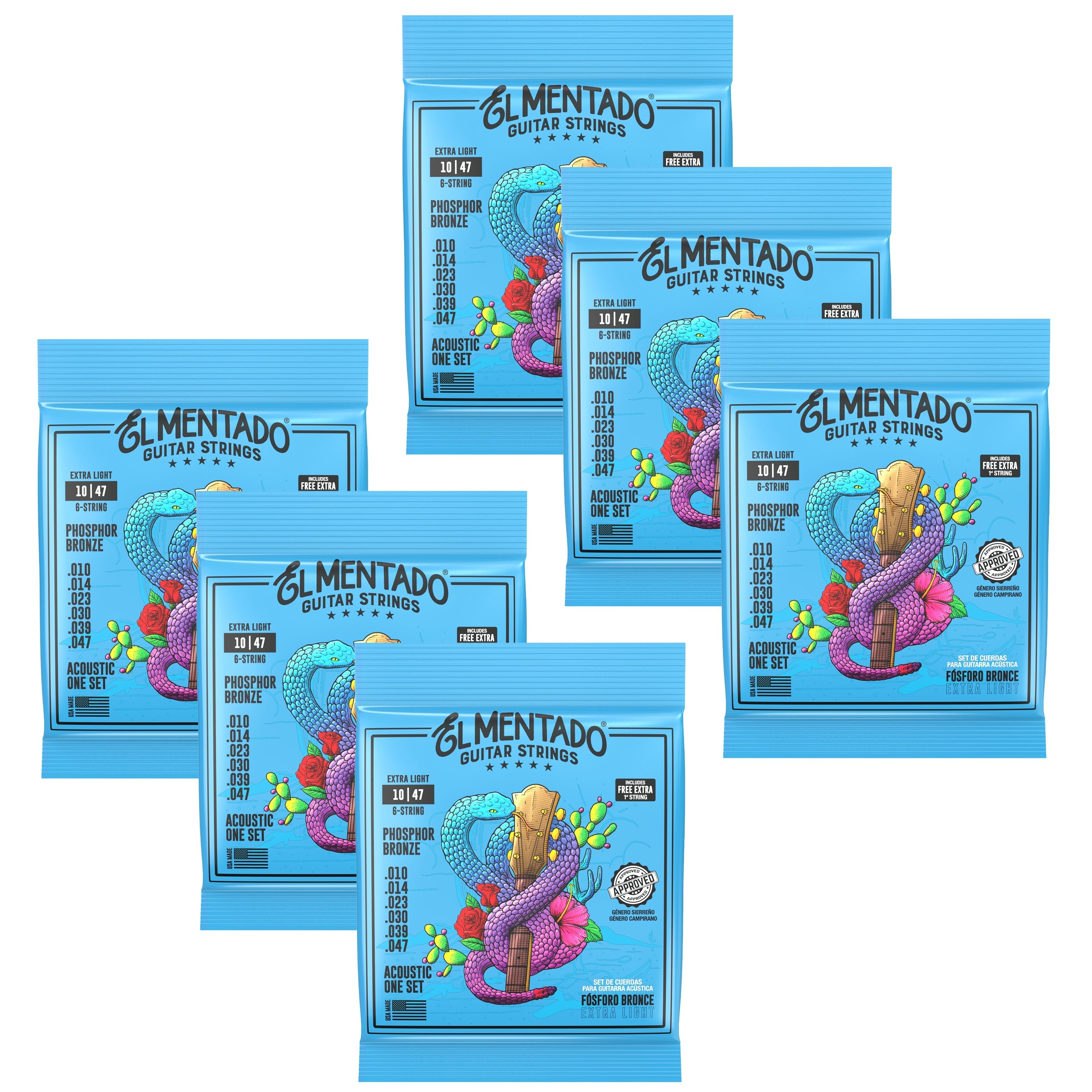 10|47 PHOSPHOR BRONZE : Acoustic Guitar Strings 6-PACK | EL MENTADO™