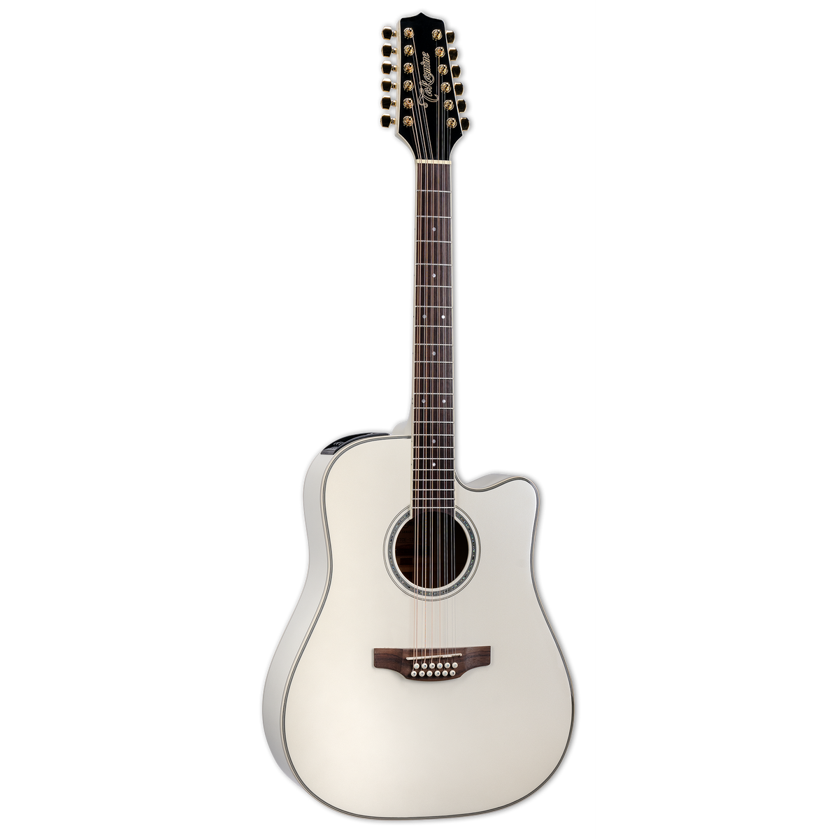Docerola Takamine GD37CE-12 blanco perla, vista frontal