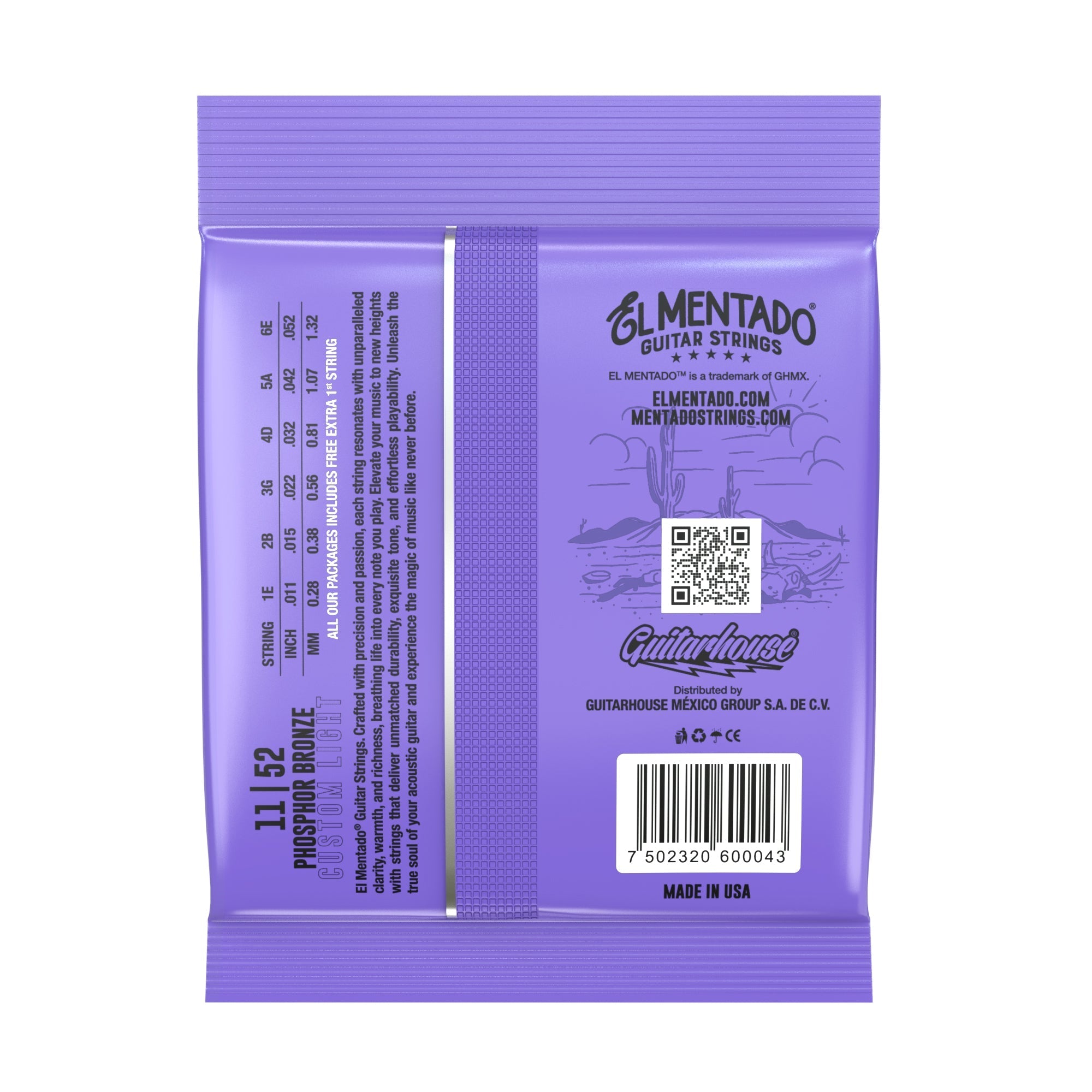 11|52 PHOSPHOR BRONZE : Acoustic Guitar Strings | EL MENTADO™