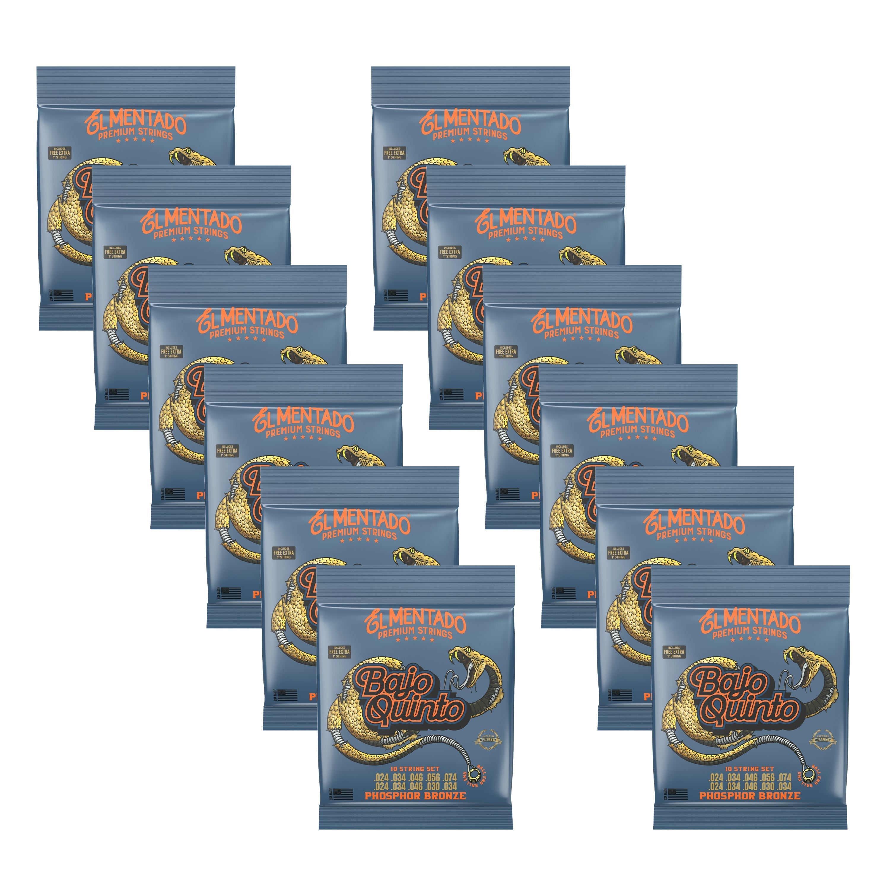 BRONCE FOSFORADO : Cuerdas Bajo Quinto (Ball End) 12-PACK | EL MENTADO™