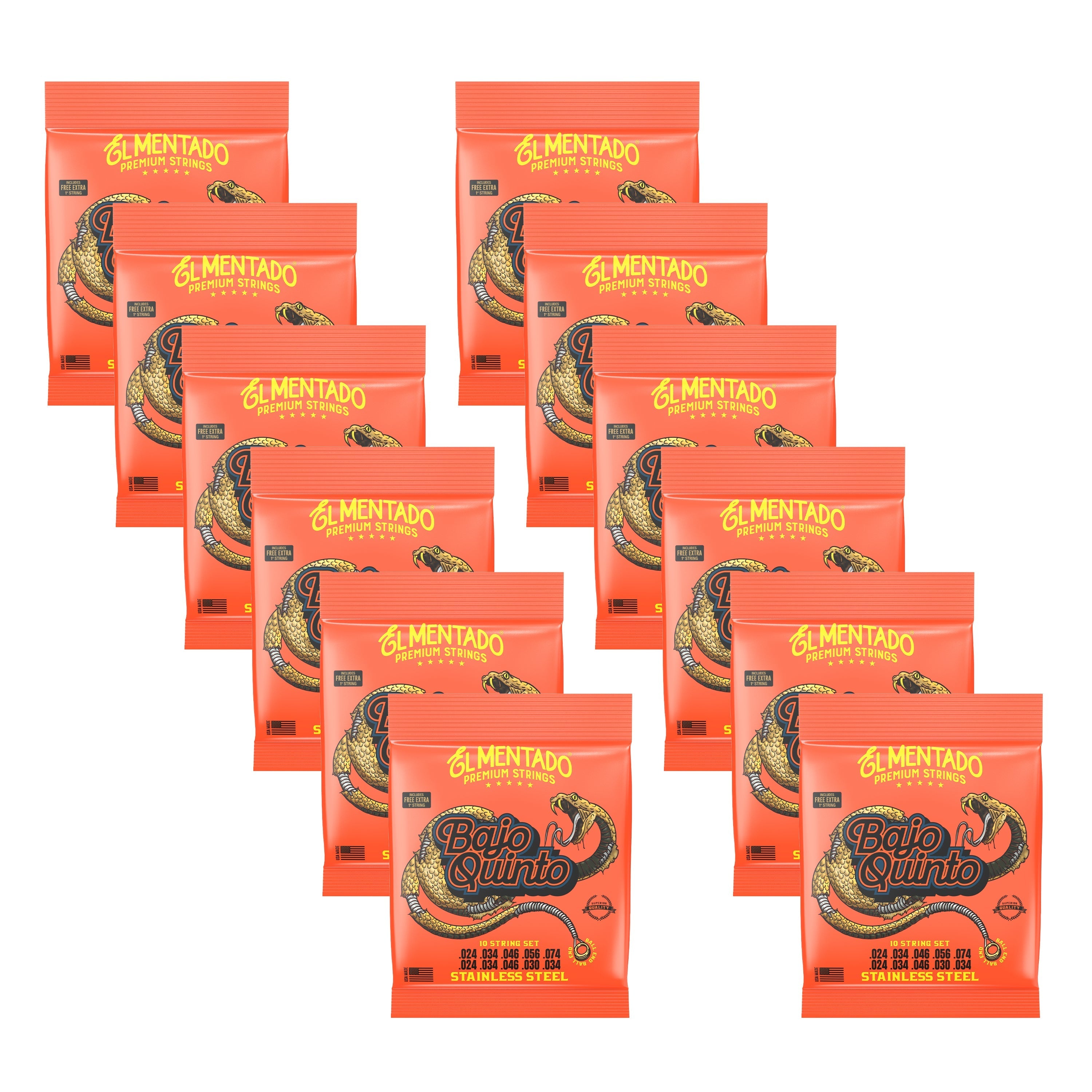 ACERO INOXIDABLE : Cuerdas Bajo Quinto (Ball End) 12-PACK | EL MENTADO™