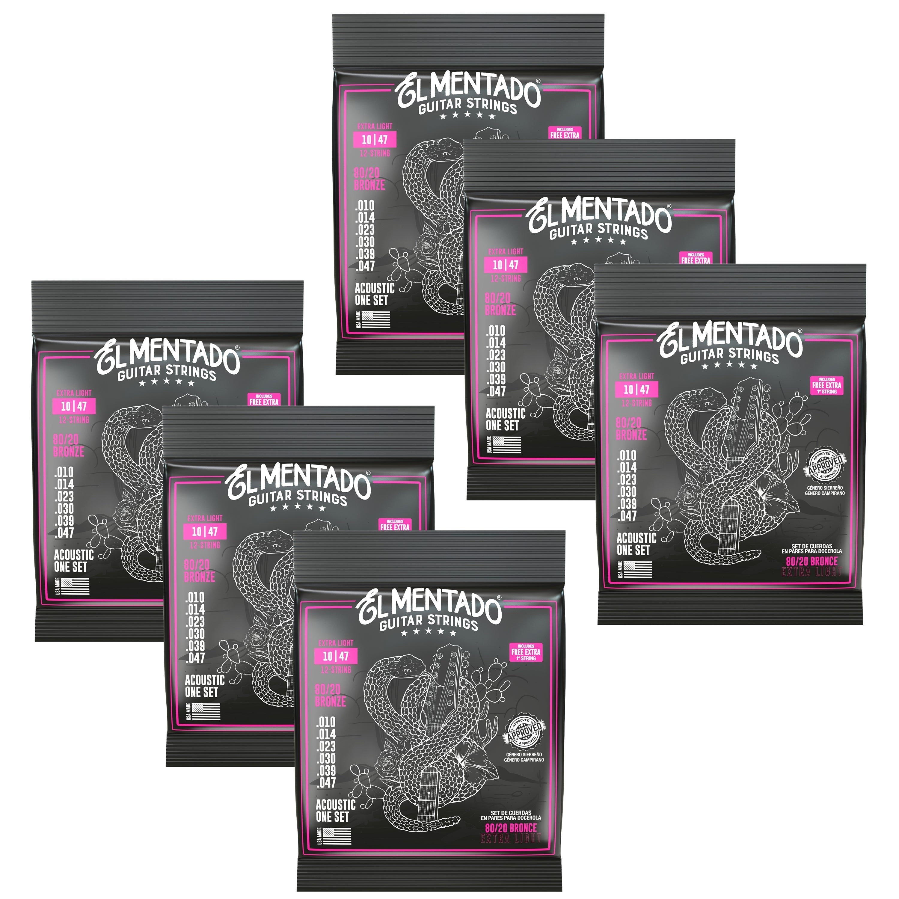 10|47 80/20 BRONCE : Cuerdas Guitarra Docerola (Pares) 6-PACK | EL MENTADO™