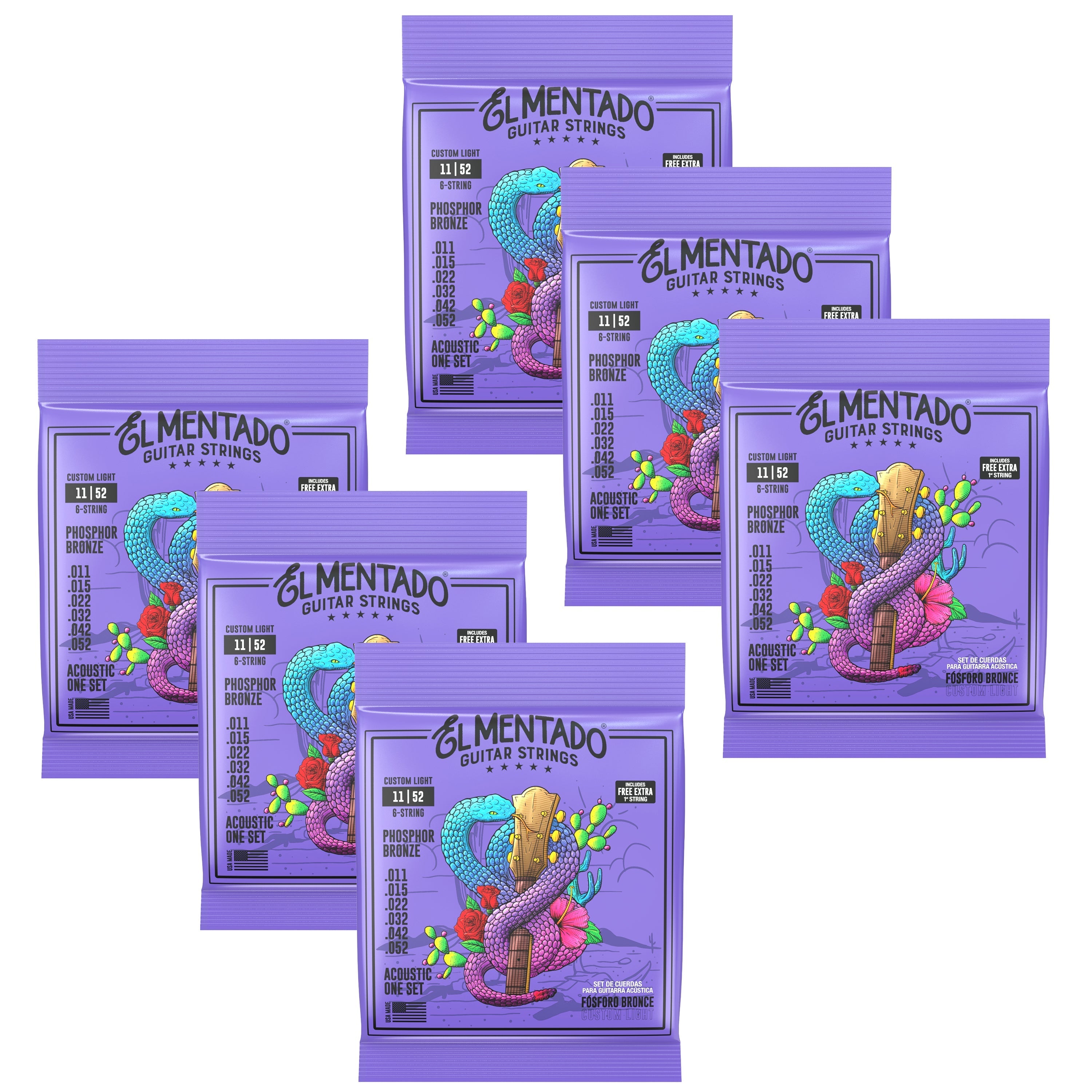 11|52 PHOSPHOR BRONZE : Acoustic Guitar Strings 6-PACK | EL MENTADO™