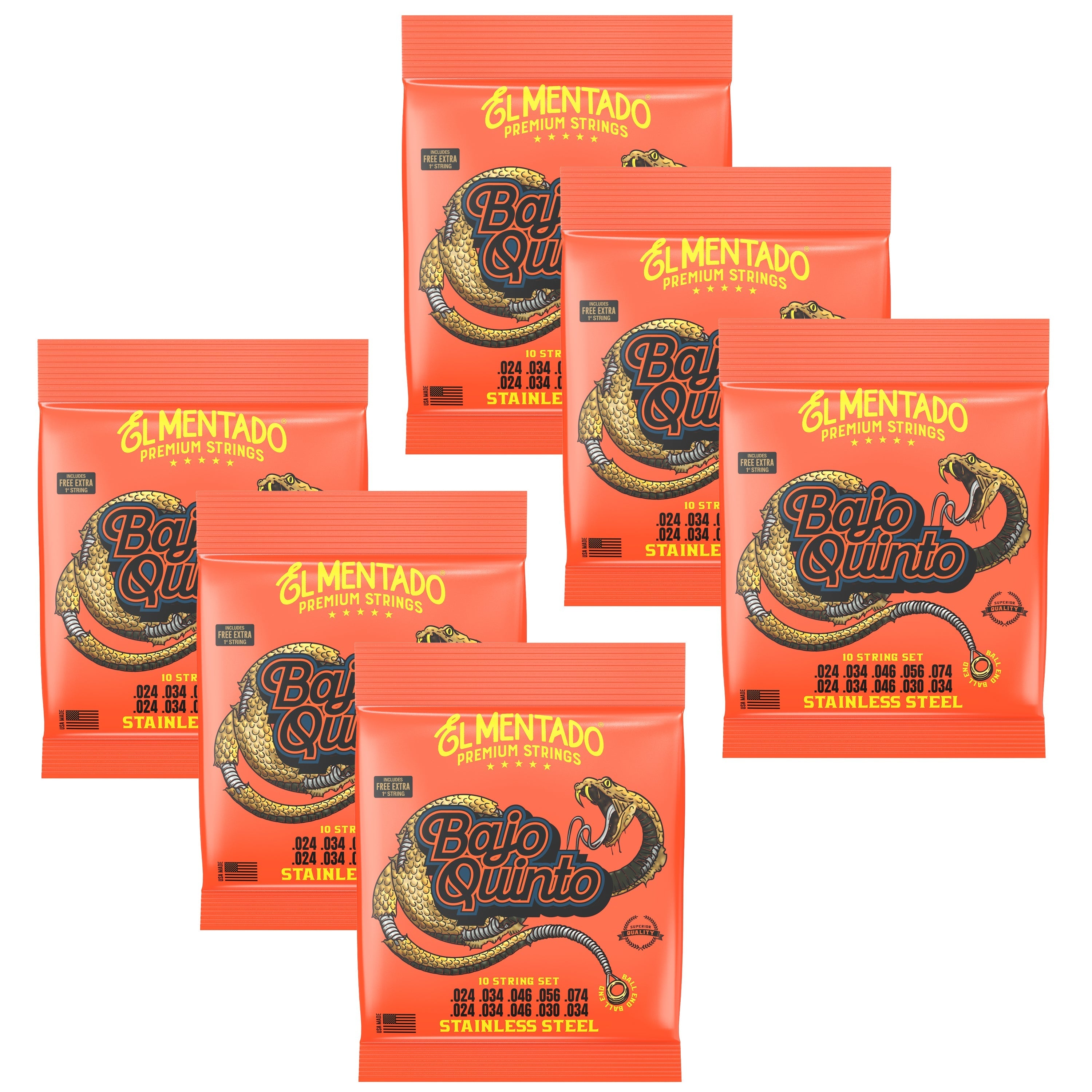ACERO INOXIDABLE : Cuerdas Bajo Quinto (Ball End) 6-PACK | EL MENTADO™