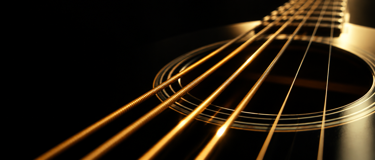 Cuerdas de bronce sobre la boca de una guitarra