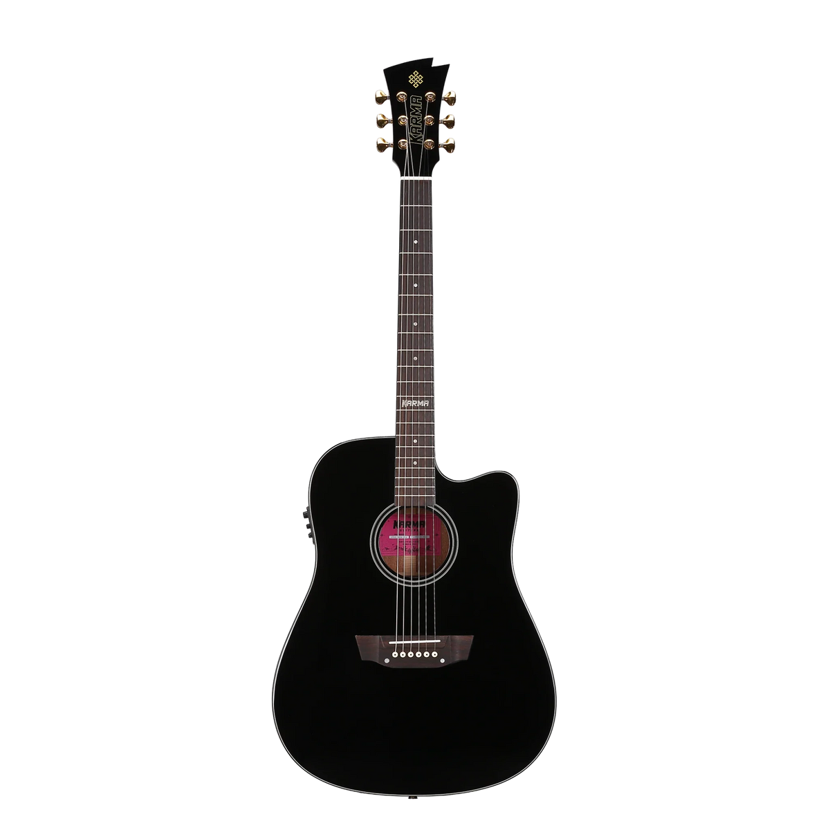 Guitarra Karma Lotus 6-BLK negra, tapa sólida (armonía)