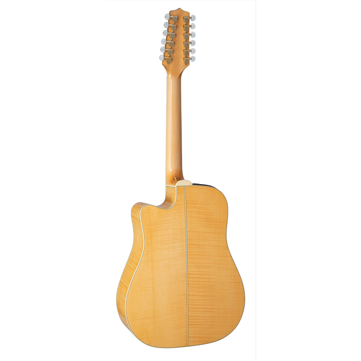Docerola Takamine GD74CE-12U con maple flameado, vista trasera