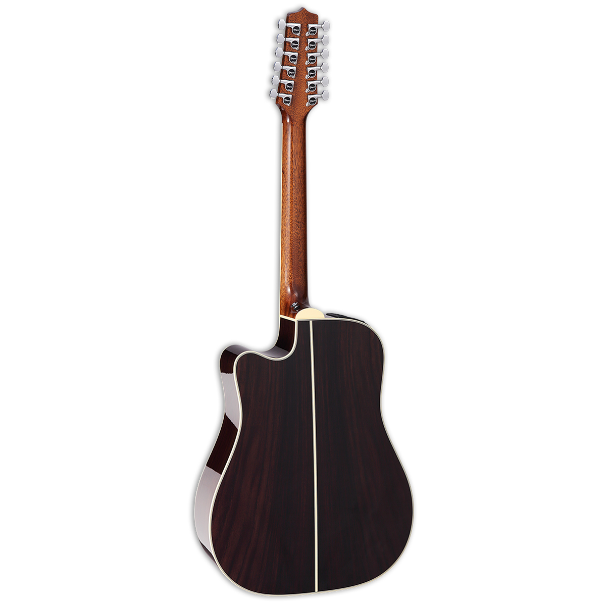 Docerola Takamine EF400SC TT con fondo de palo de rosa, vista trasera