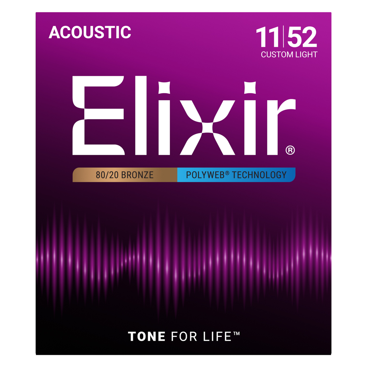 Cuerdas Elixir 80/20 Polyweb 11025 .011 para guitarra acústica