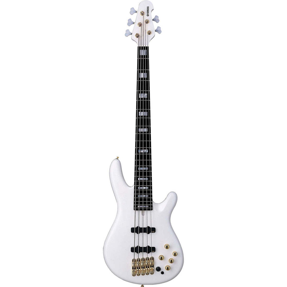 Bajo Yamaha BBNE2 Nathan East de 5 cuerdas blanco, vista frontal
